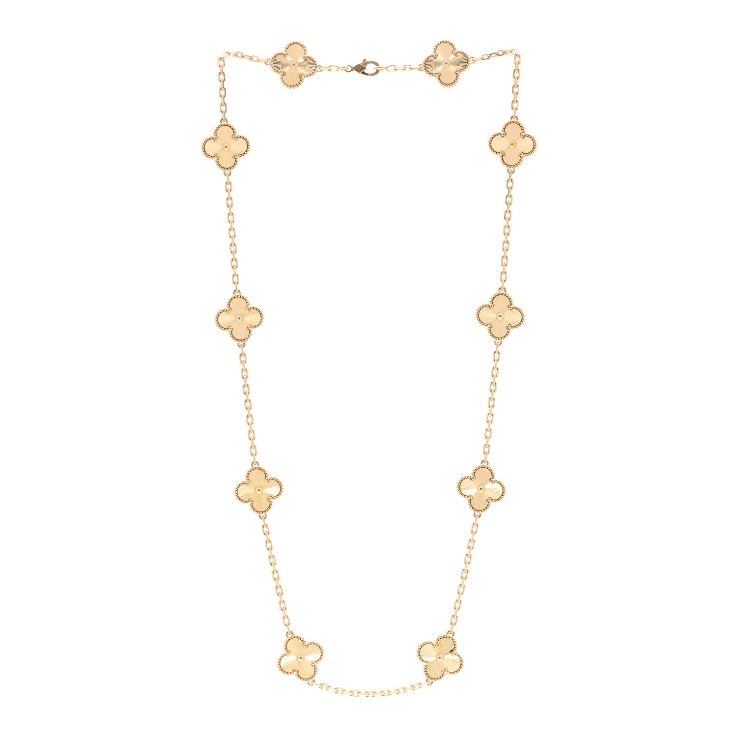 Van Cleef & Arpels 18K Yellow Gold 10 Motifs Guilloche Vintage Alhambra Necklace 3 of 7