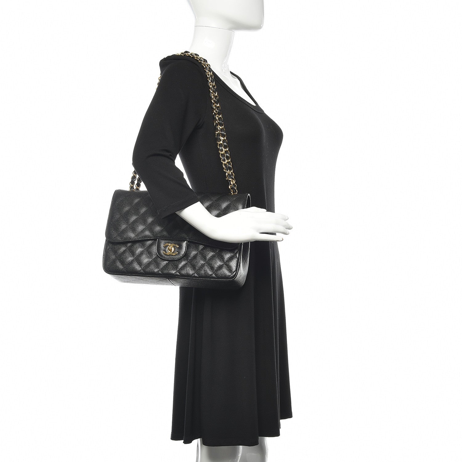 Chanel Caviar Quilted Jumbo Double Flap Black 2 of 11