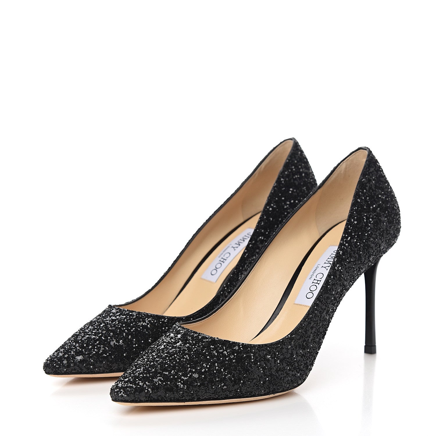 Jimmy Choo Coarse Glitter Pointy Toe Romy 85 Pumps 40 Black 3 of 9