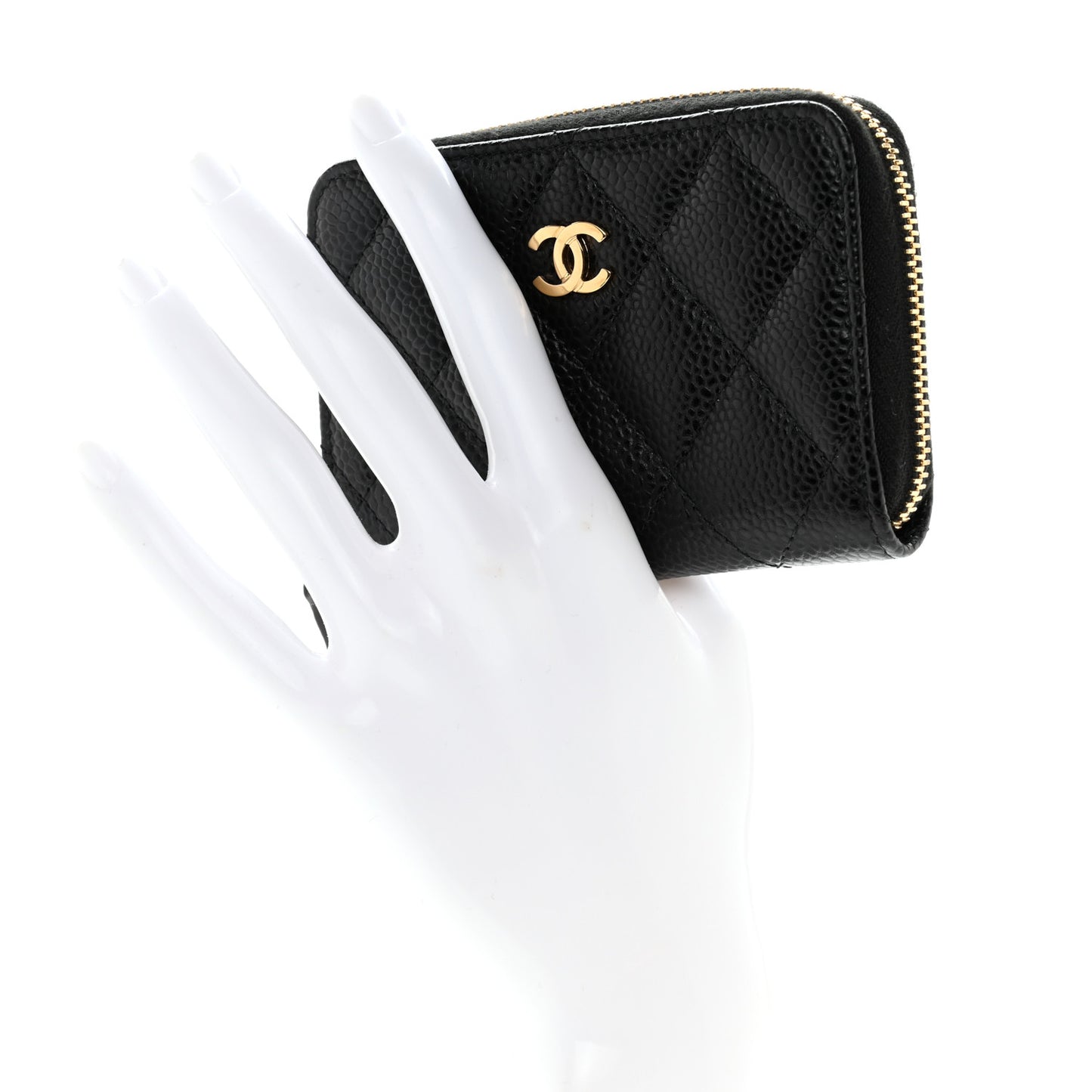Caviar Quilted Zip Coin Purse Black
