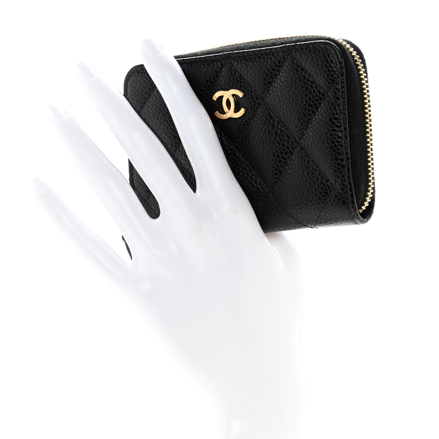 Chanel Caviar Quilted Zip Coin Purse Black 2 of 10