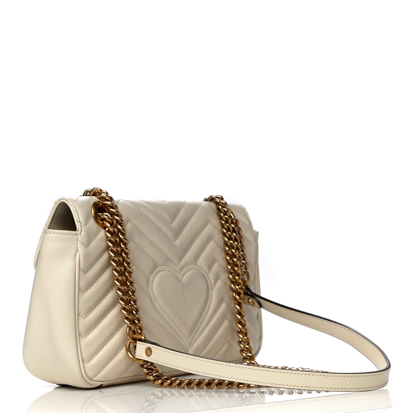 Calfskin Matelasse Small GG Marmont Shoulder Bag White