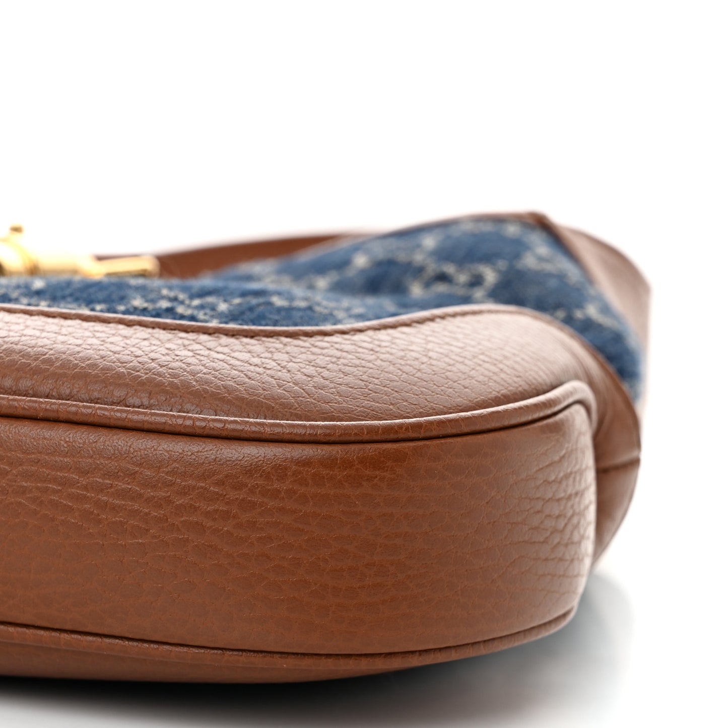 New Denim GG Monogram Calfskin Small Jackie 1961 Hobo Blue Tea Cuir