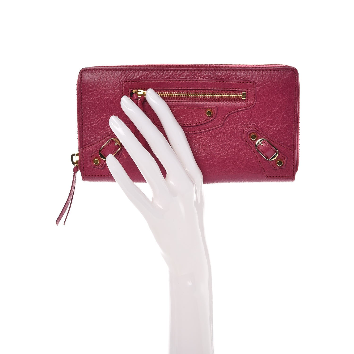 Balenciaga Agneau Classic Gold Hardware Continental Zip Around Wallet Rose Dahlia 11 of 18
