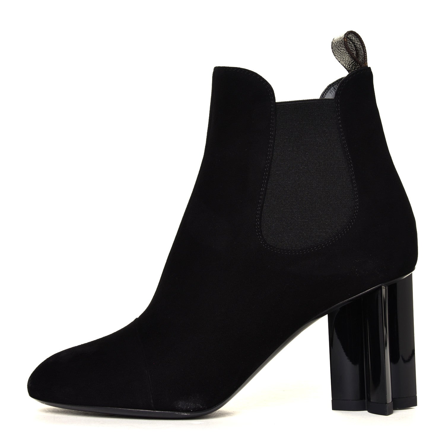 Louis Vuitton Suede Monogram Uniformes Cap Toe Chelsea 80mm Ankle Boots 37 Black 1 of 6