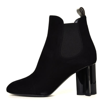 Louis Vuitton Suede Monogram Uniformes Cap Toe Chelsea 80mm Ankle Boots 37 Black 1 of 6