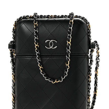 Chanel Lambskin Quilted Chain Around Phone Holder Black 8 of 10