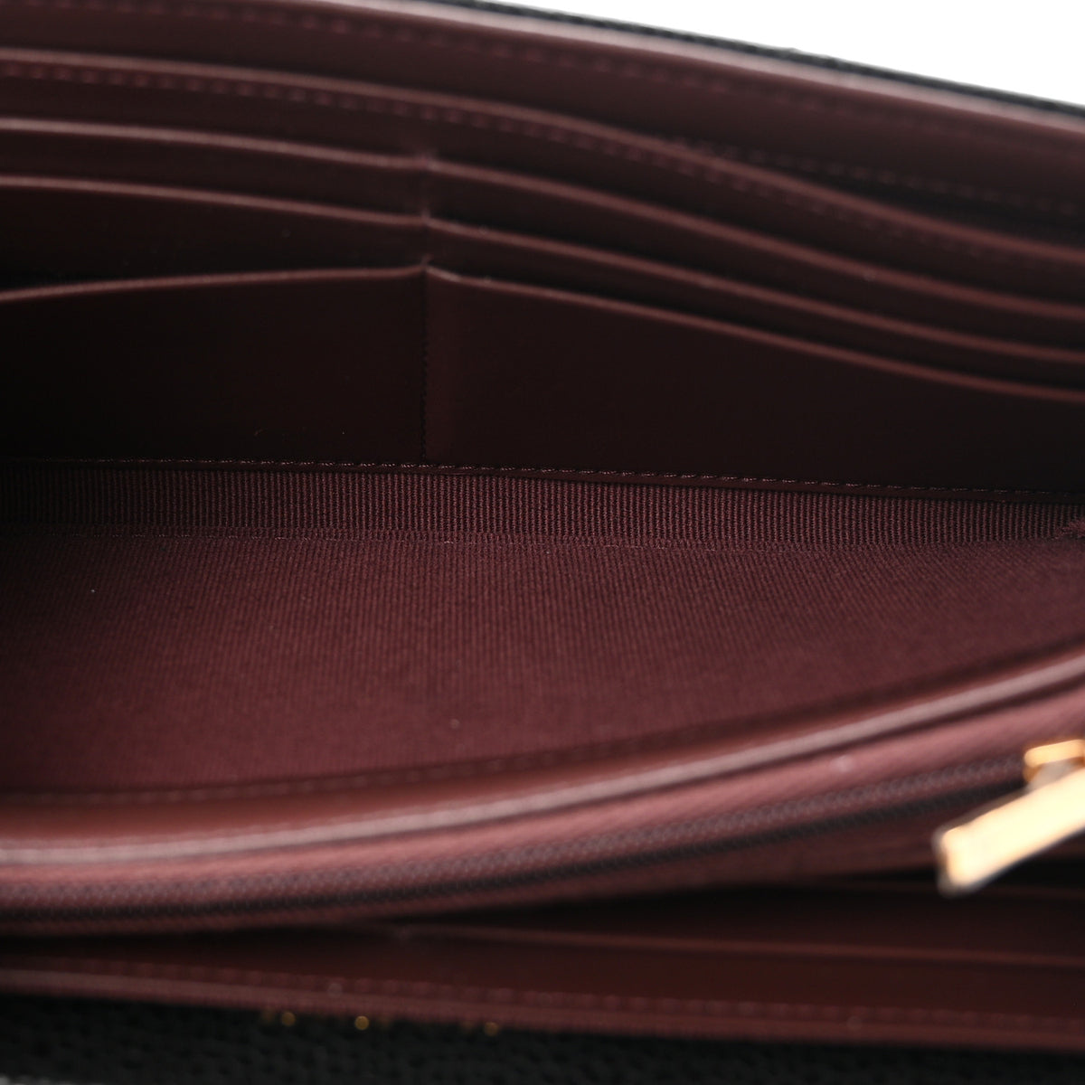 Caviar Quilted Large Gusset Flap Wallet Black