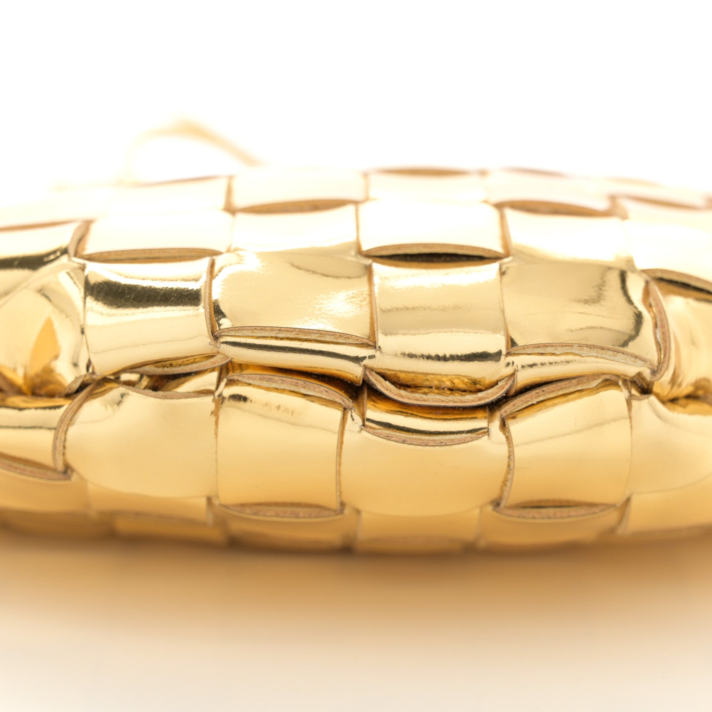 Mirror Laminated Nappa Intrecciato Mini Sardine Bag Gold