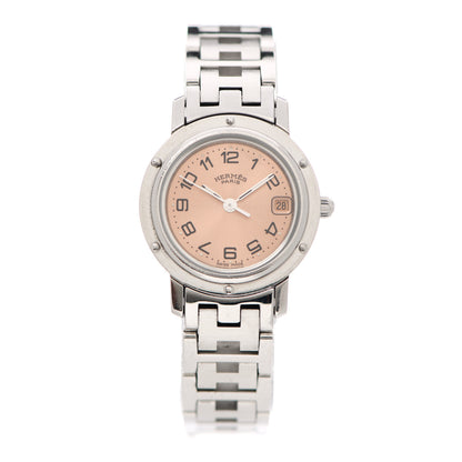 Hermes Stainless Steel 24mm Clipper Quartz Watch Pink 1 of 8