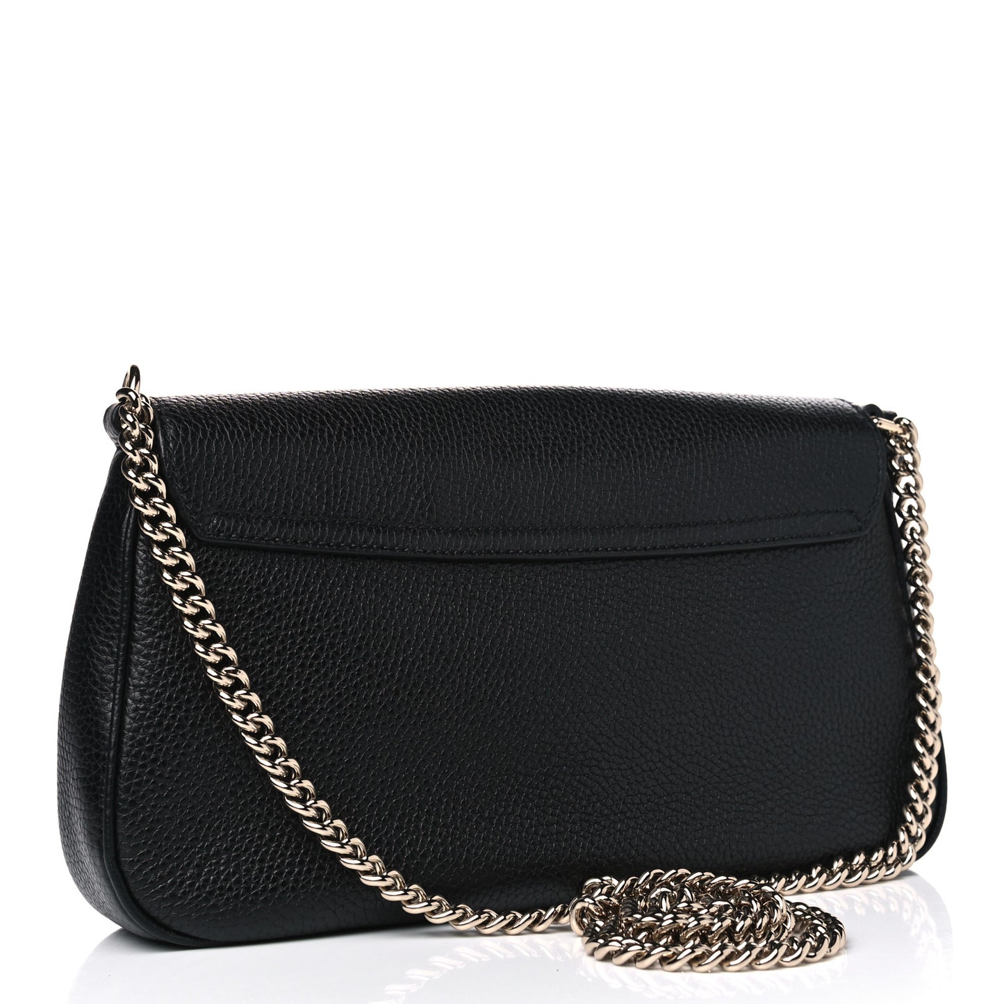 Pebbled Calfskin Medium Soho Flap Crossbody Black