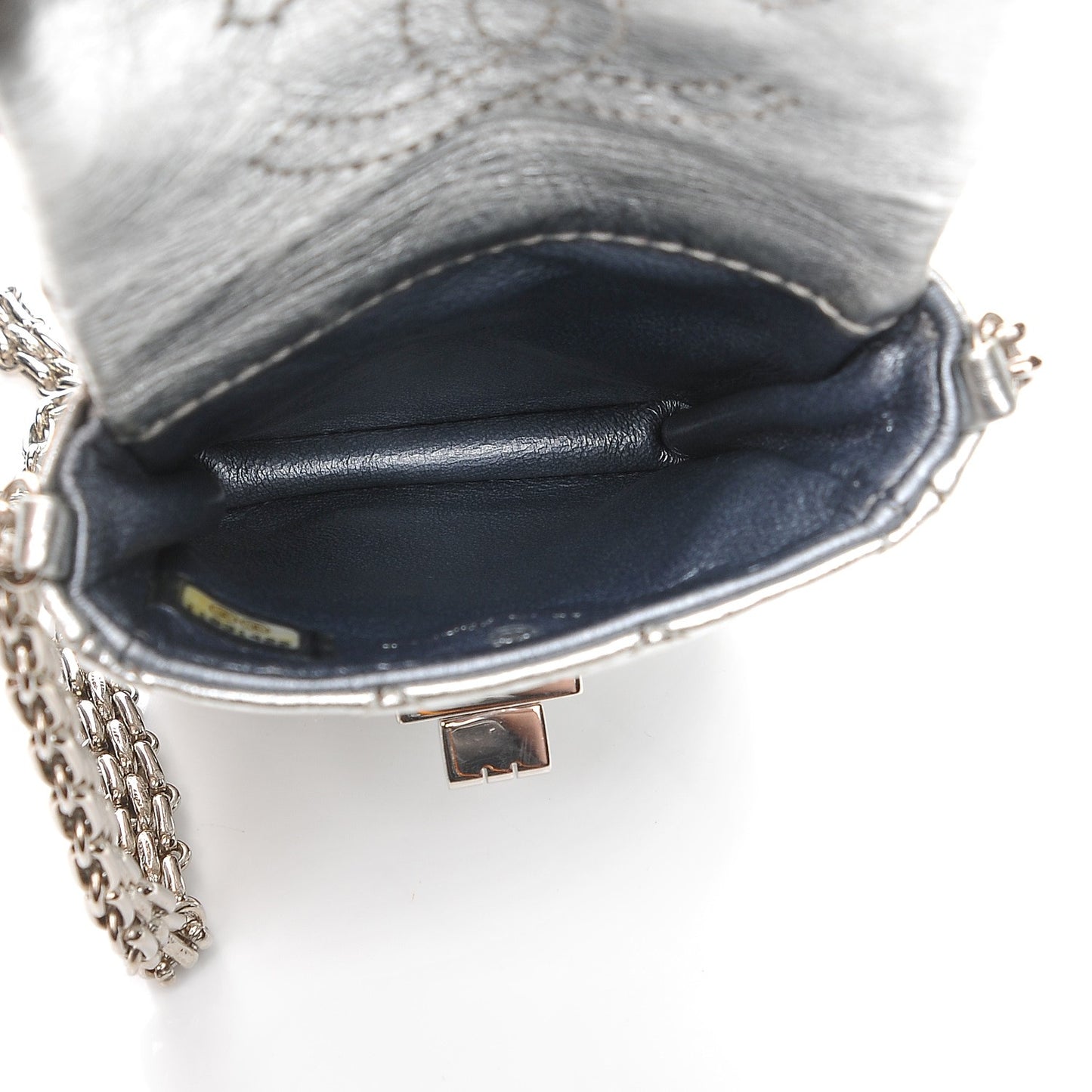 Aged Calfskin Quilted 2.55 Reissue Phone Case Silver