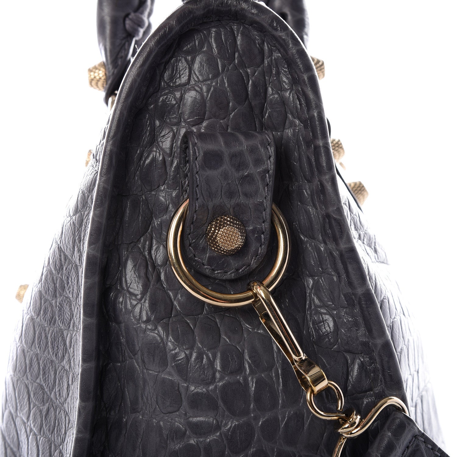 Balenciaga Calfskin Crocodile Embossed Giant 12 Gold Hardware City Gris Beton 8 of 14