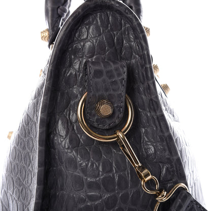 Balenciaga Calfskin Crocodile Embossed Giant 12 Gold Hardware City Gris Beton 8 of 14