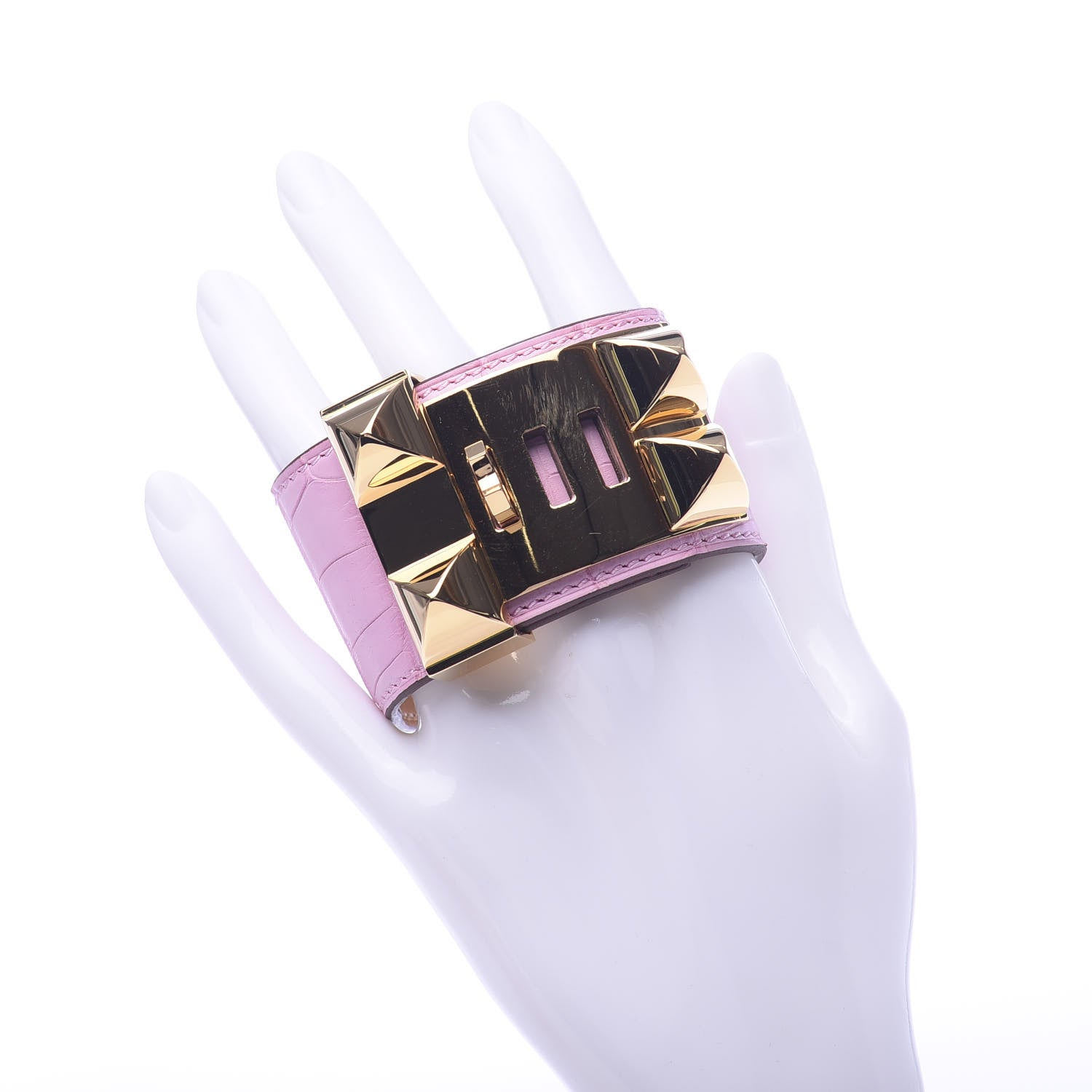 Hermes Matte Alligator Collier De Chien CDC Bracelet T2 5P Pink 2 of 8