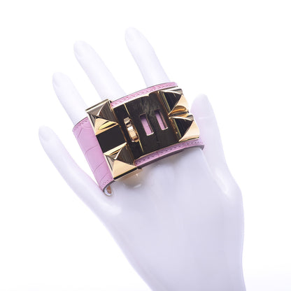 Hermes Matte Alligator Collier De Chien CDC Bracelet T2 5P Pink 2 of 8