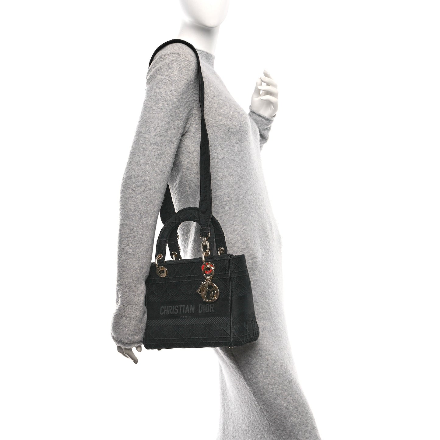 Canvas Embroidered Cannage Medium Lady D-Lite Black