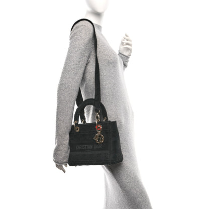 Christian Dior Canvas Embroidered Cannage Medium Lady D-Lite Black 2 of 10