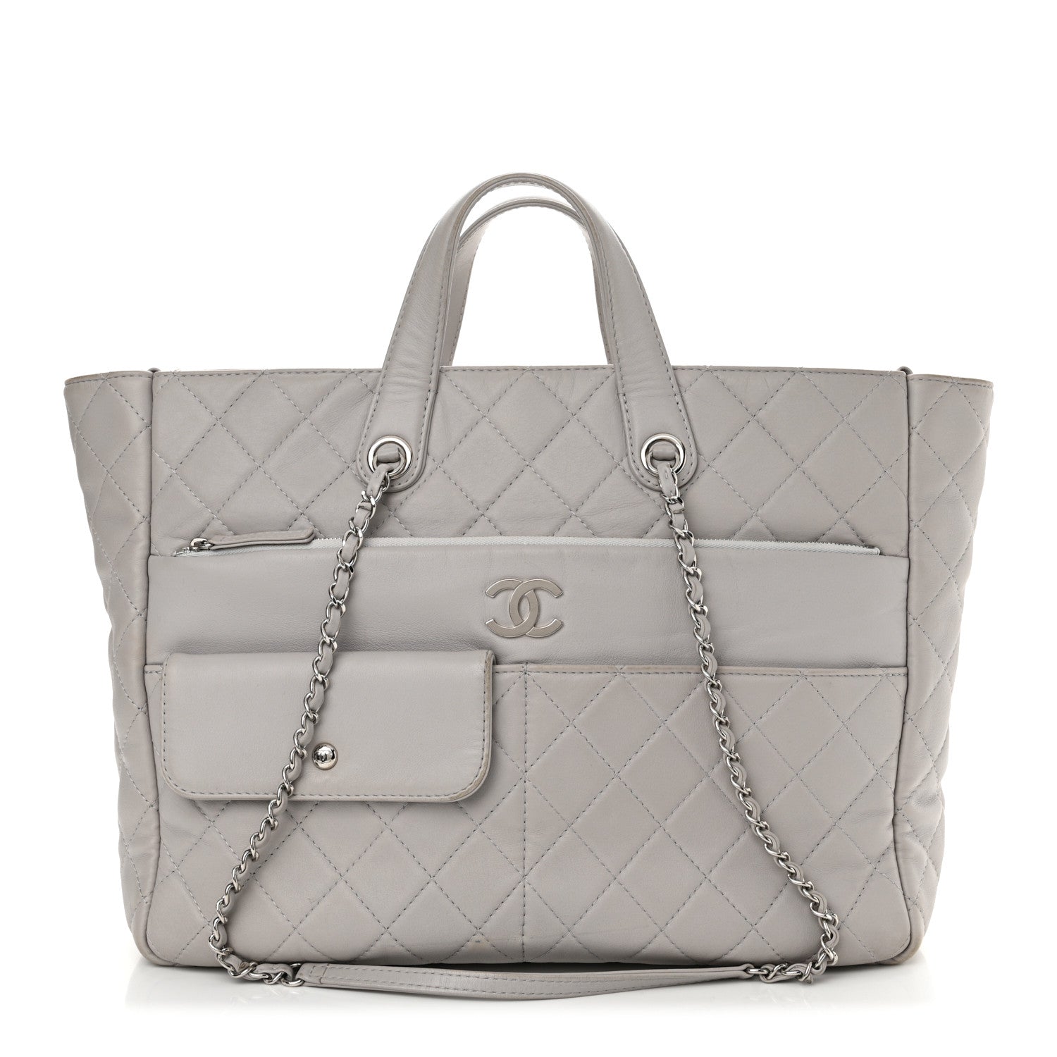 Chanel Calfskin Quilted Ultra Pocket Shopping Tote Grey 1 of 16