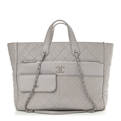 Chanel Calfskin Quilted Ultra Pocket Shopping Tote Grey 1 of 16