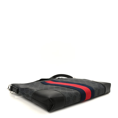 Gucci Soft GG Supreme Monogram Appia Calfskin Web East West Messenger Bag Black Grey 4 of 11