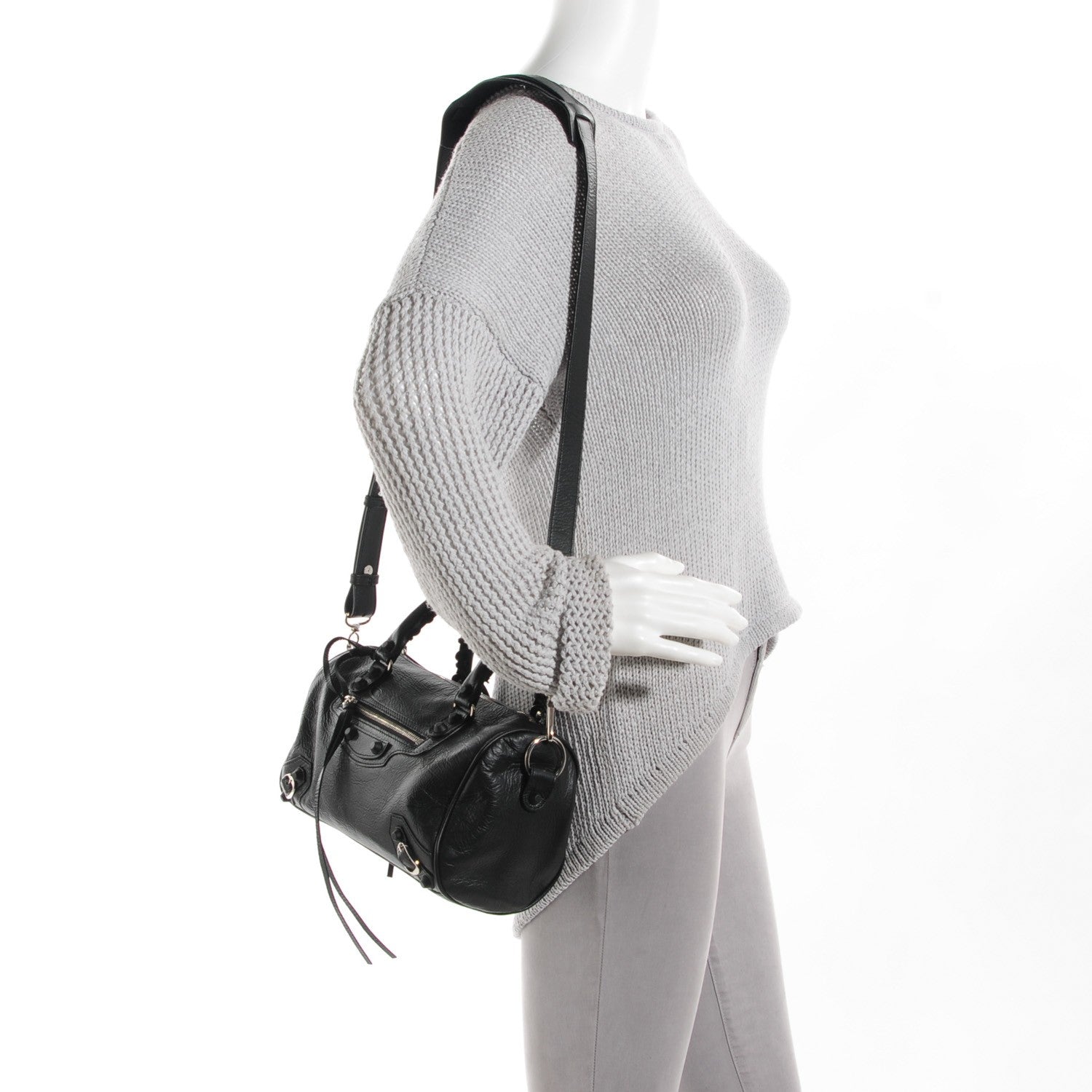 Balenciaga Matte Goatskin Rubber Covered Classic Hardware Mini Twiggy Black 2 of 14