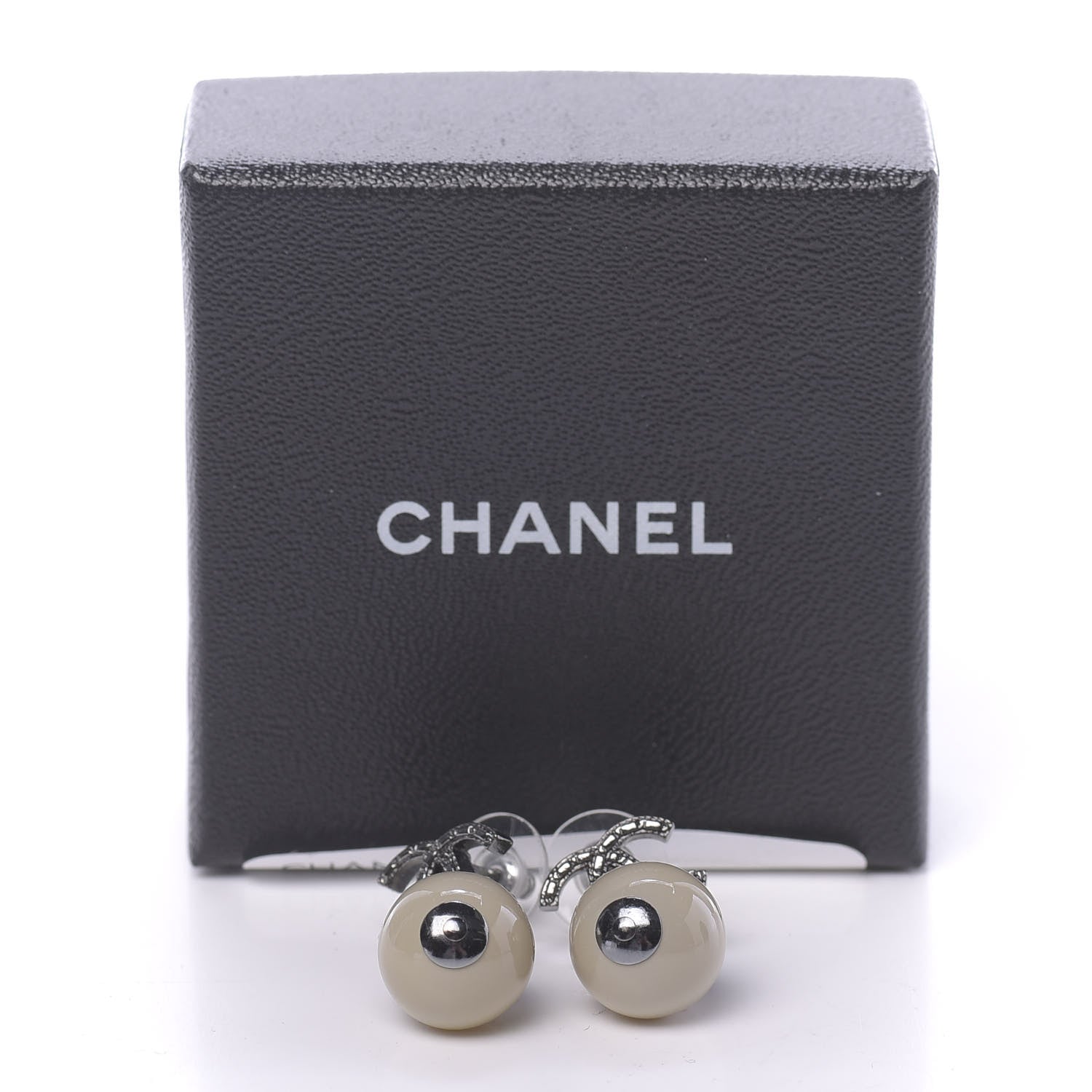 Chanel Ruthenium CC Bead Drop Earrings Gris 5 of 5