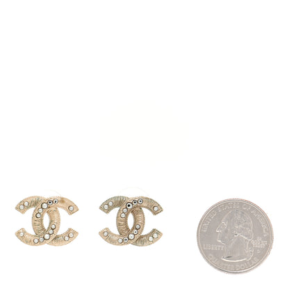 Chanel Pearl Textured CC Earrings Gold 2 of 8