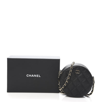 Chanel Caviar Quilted Round Clutch With Chain Black 11 of 11