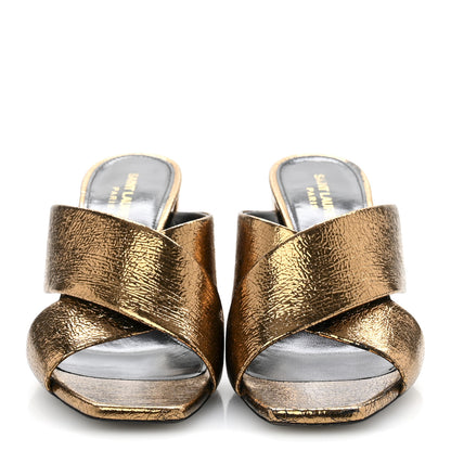 Saint Laurent Metallic Supercrack Calfskin LouLou 95 Mule Sandals 39 Chestnut 3 of 9