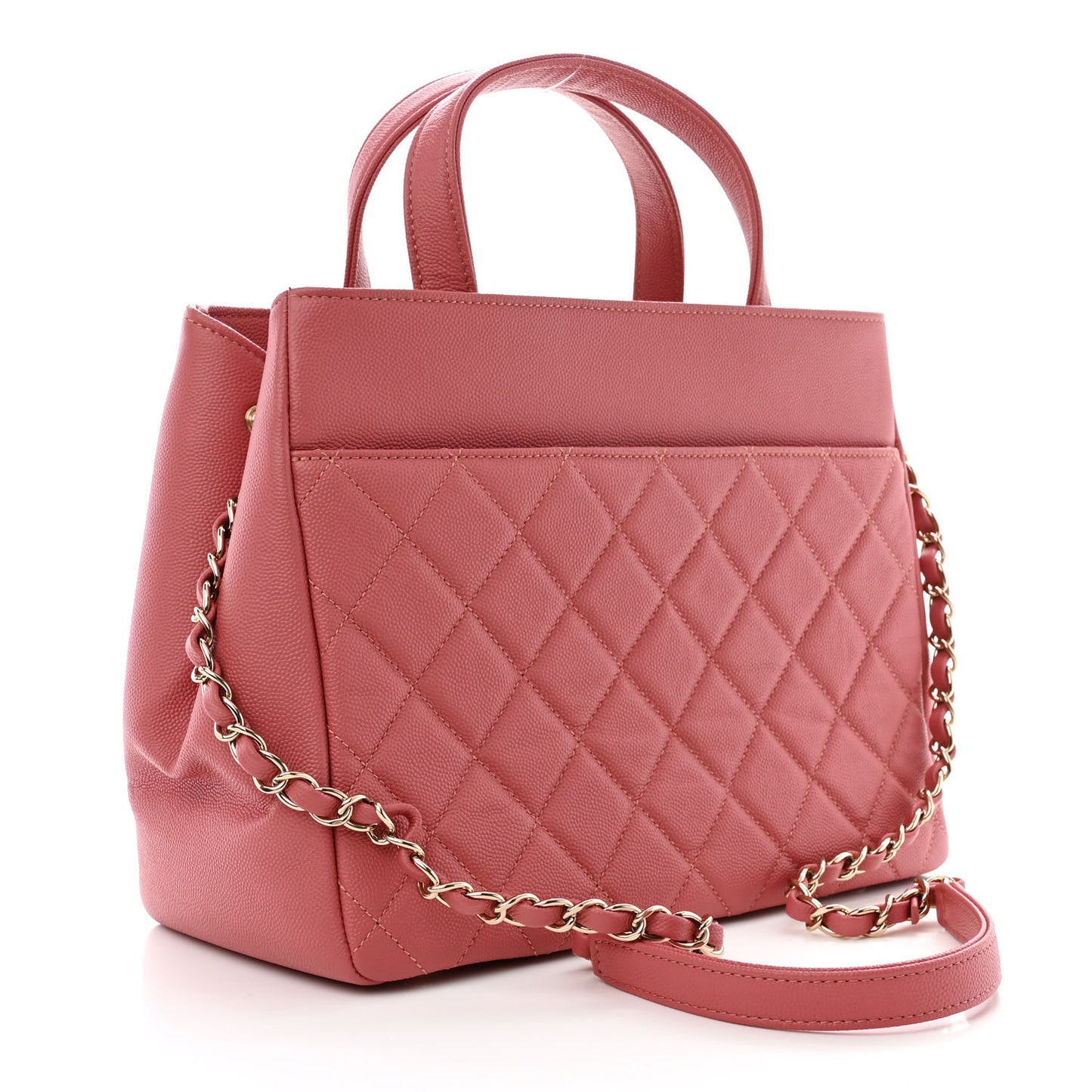 Caviar Quilted Small Business Affinity Shopping Bag Pink