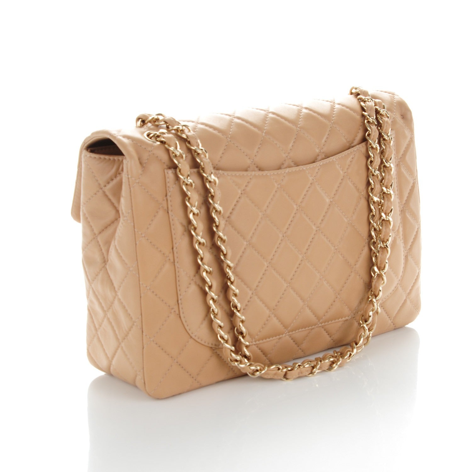 Chanel Lambskin Quilted Maxi Single Flap Beige 4 of 21