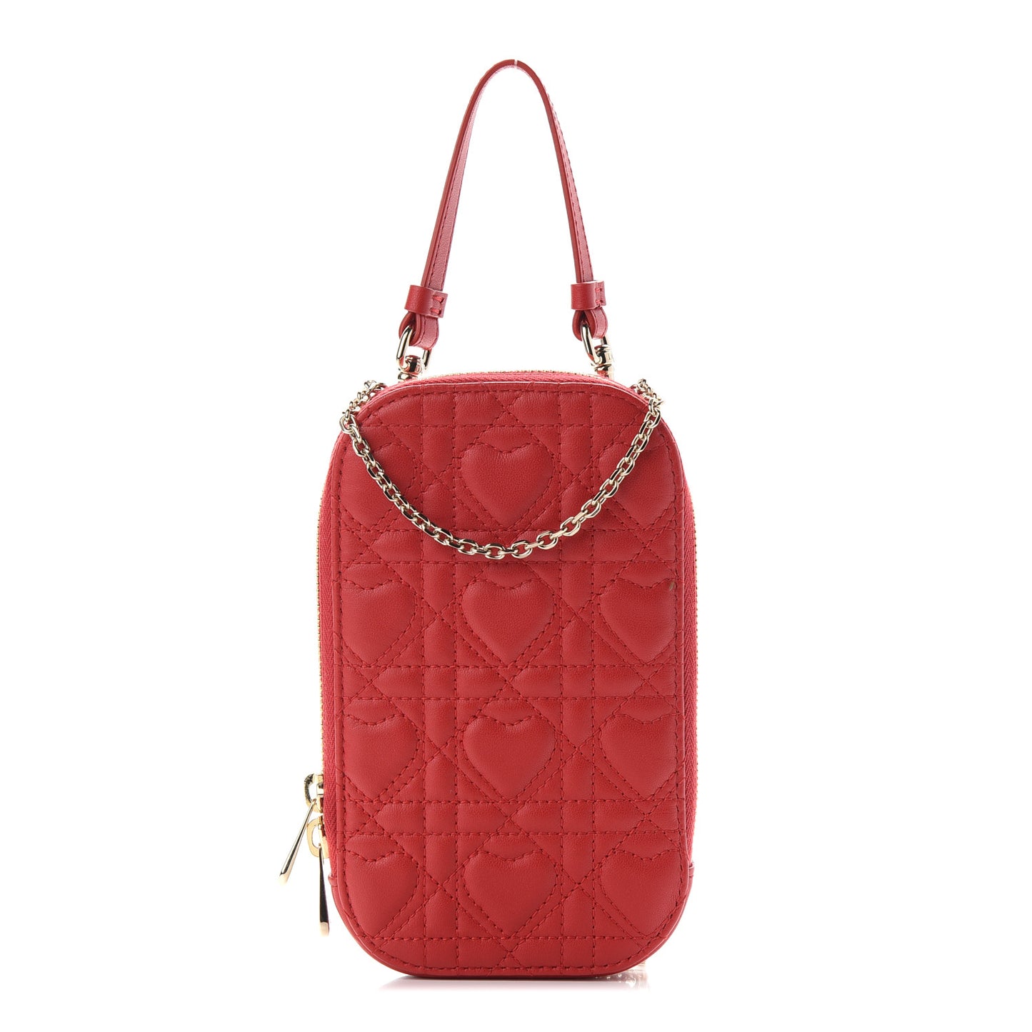 Lambskin Cannage Dioramour Lady Dior Phone Holder Bright Red
