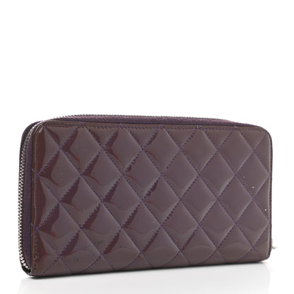 Chanel Patent Quilted Brilliant Zip Around Wallet Purple 3 of 11