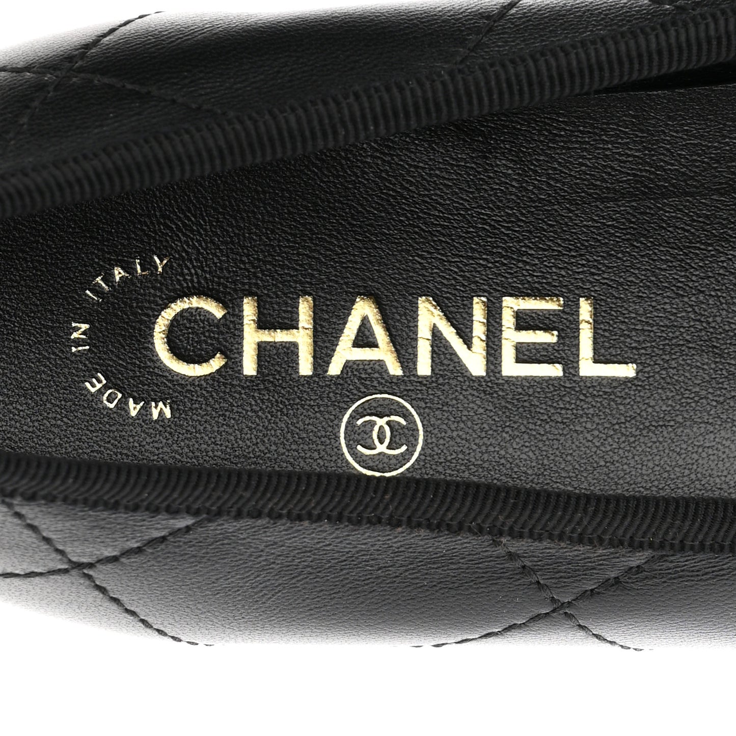 Lambskin Quilted CC Cambon Ballet Flats 37.5 Black White