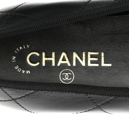 Chanel Lambskin Quilted CC Cambon Ballet Flats 37.5 Black White 8 of 10