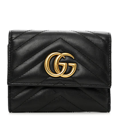 Gucci Calfskin Matelasse GG Marmont Wallet Black 1 of 9