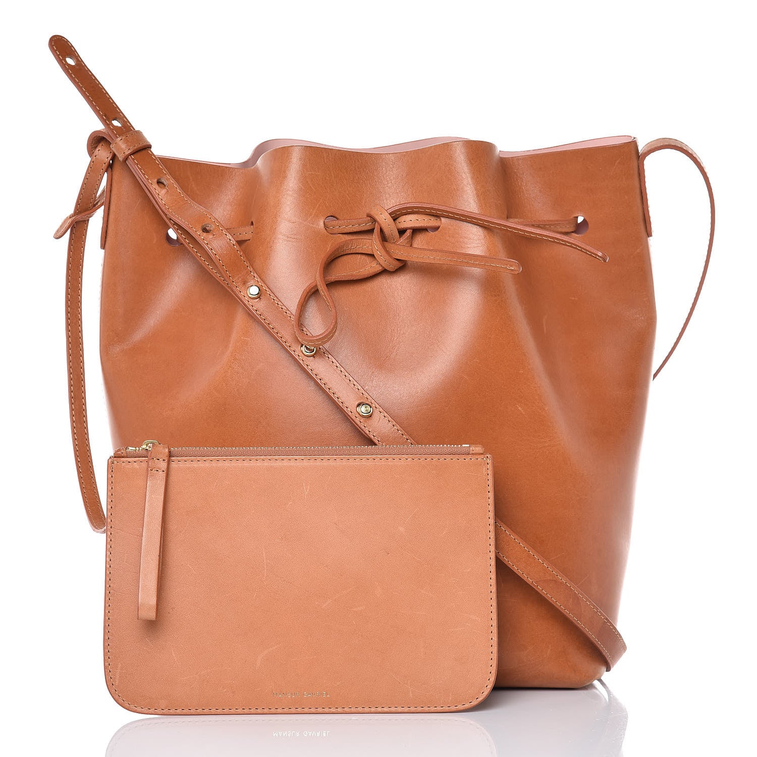 Mansur Gavriel Vegetable Tanned Calfskin Bucket Bag Cammello Rosa 3 of 15