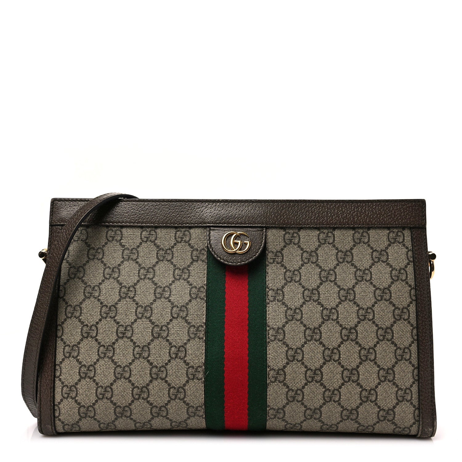 Gucci GG Supreme Monogram Web Medium Ophidia Chain Shoulder Bag Brown 1 of 10