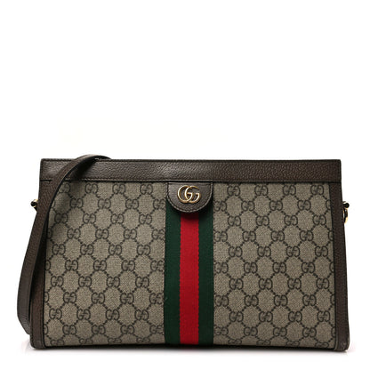Gucci GG Supreme Monogram Web Medium Ophidia Chain Shoulder Bag Brown 1 of 10