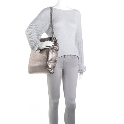 Chanel Metallic Crackled Calfskin Perforated Drill Shoulder Bag Silver 2 of 8