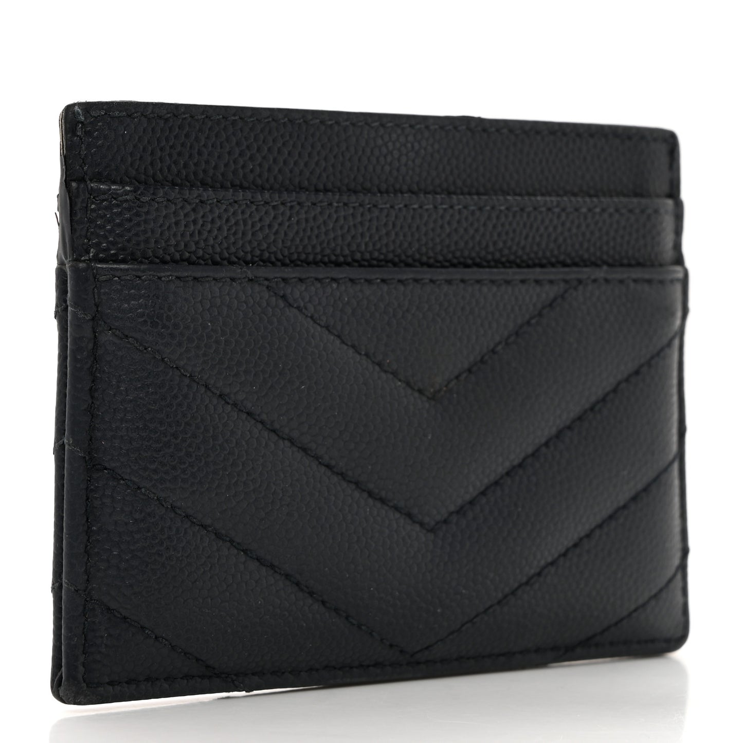 Grain De Poudre Matelasse Chevron Monogram Credit Card Case Navy