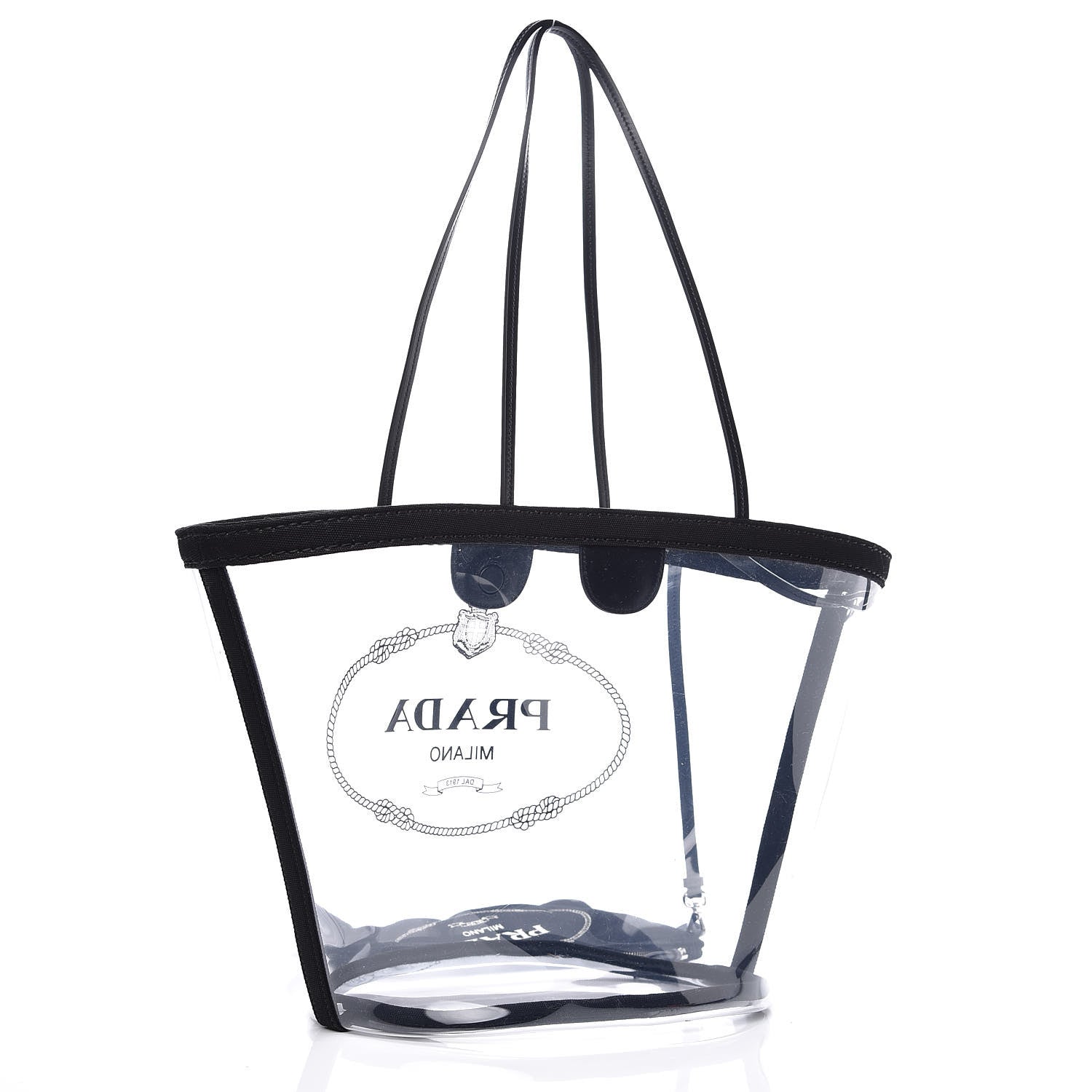 Prada Plexiglass Calfskin Small Shopper Tote Black 4 of 10