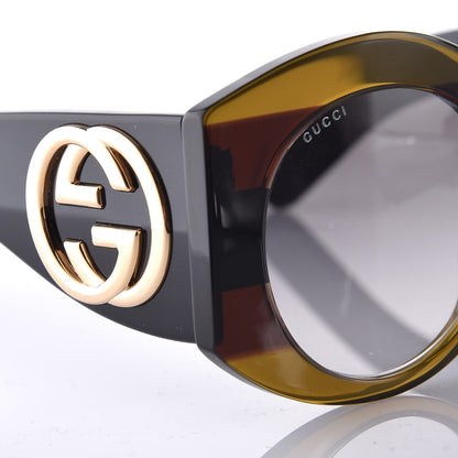 Gucci Acetate Round Frame Sunglasses GG 0177S Brown 5 of 6