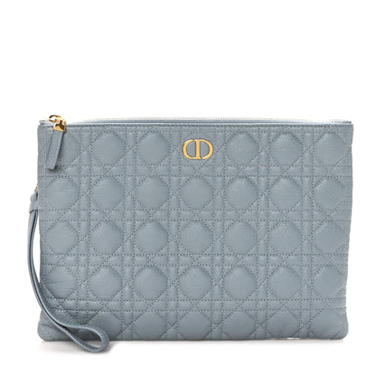 Christian Dior Supple Calfskin Cannage Large Caro Daily Pouch Cloud Blue 1 of 8