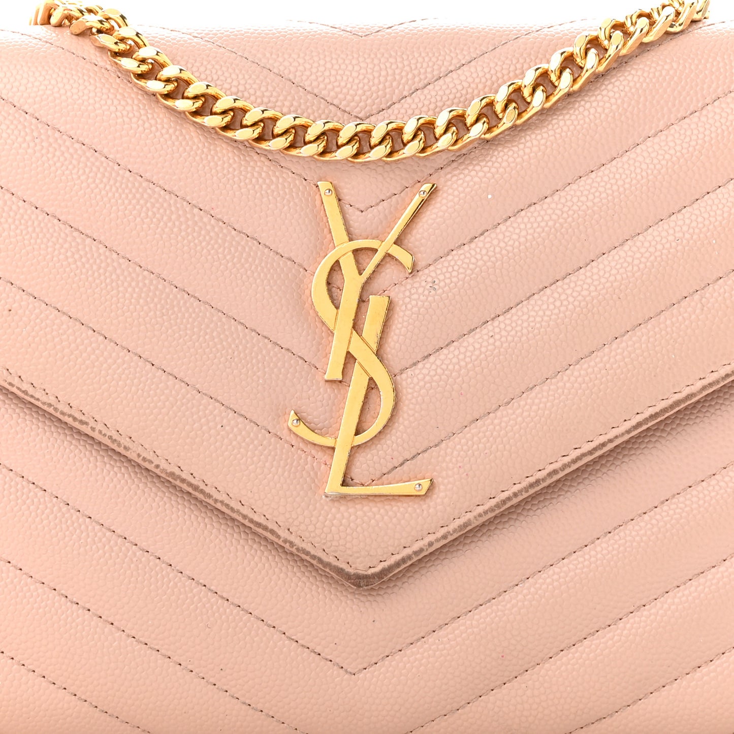 Grain De Poudre Matelasse Chevron Monogram Chain Wallet Pale Pink