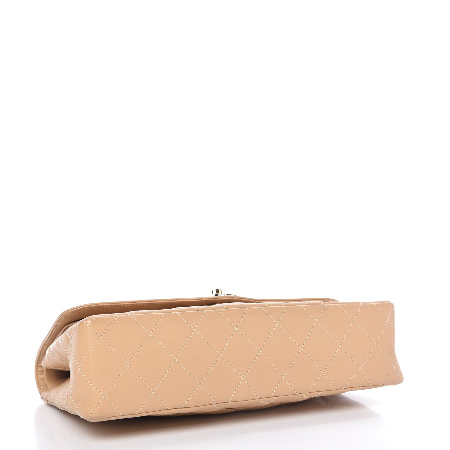 Lambskin Quilted Medium Double Flap Beige