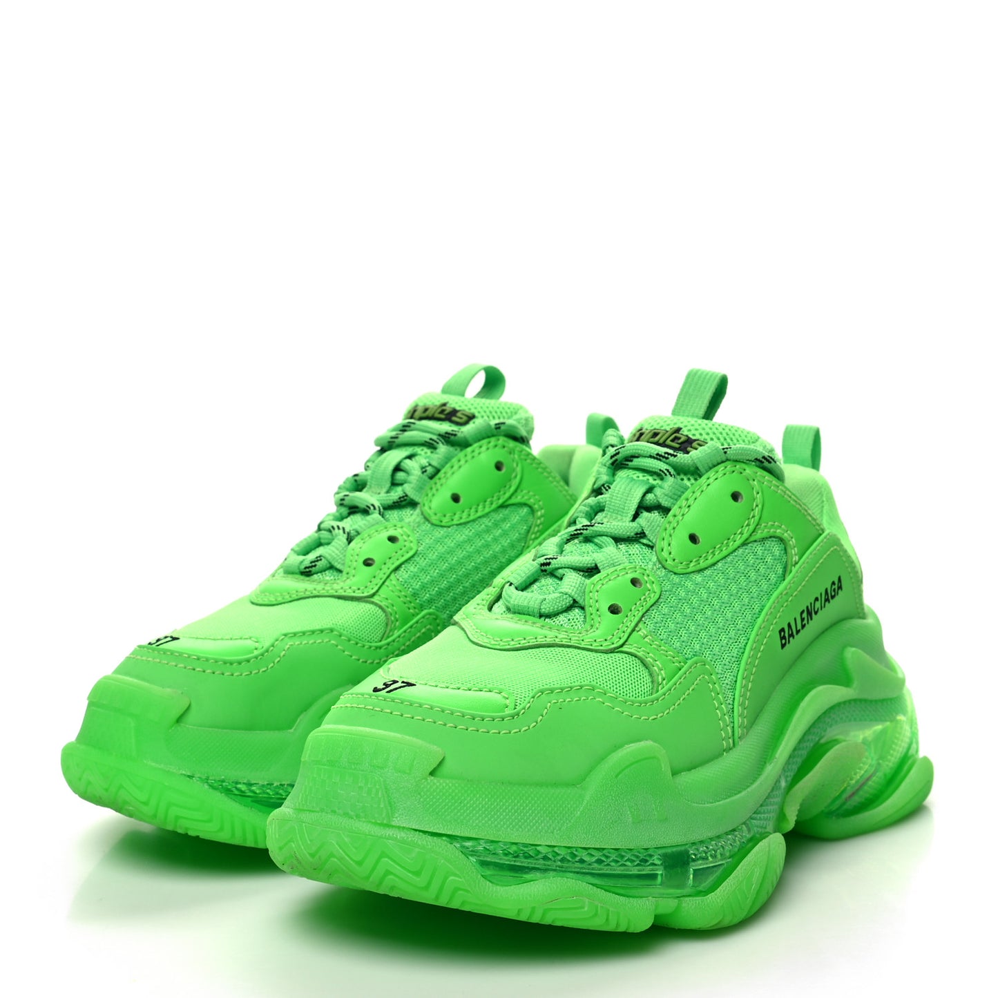 Fabric Mesh Clear Sole Womens Triple S Sneakers 37 Fluo Green