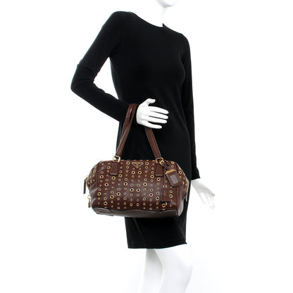 Prada Vitello Daino Grommet Satchel Bruciato 2 of 8