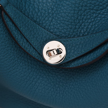 Hermes Taurillon Clemence Mini Lindy 20 Vert Bosphore 7 of 12